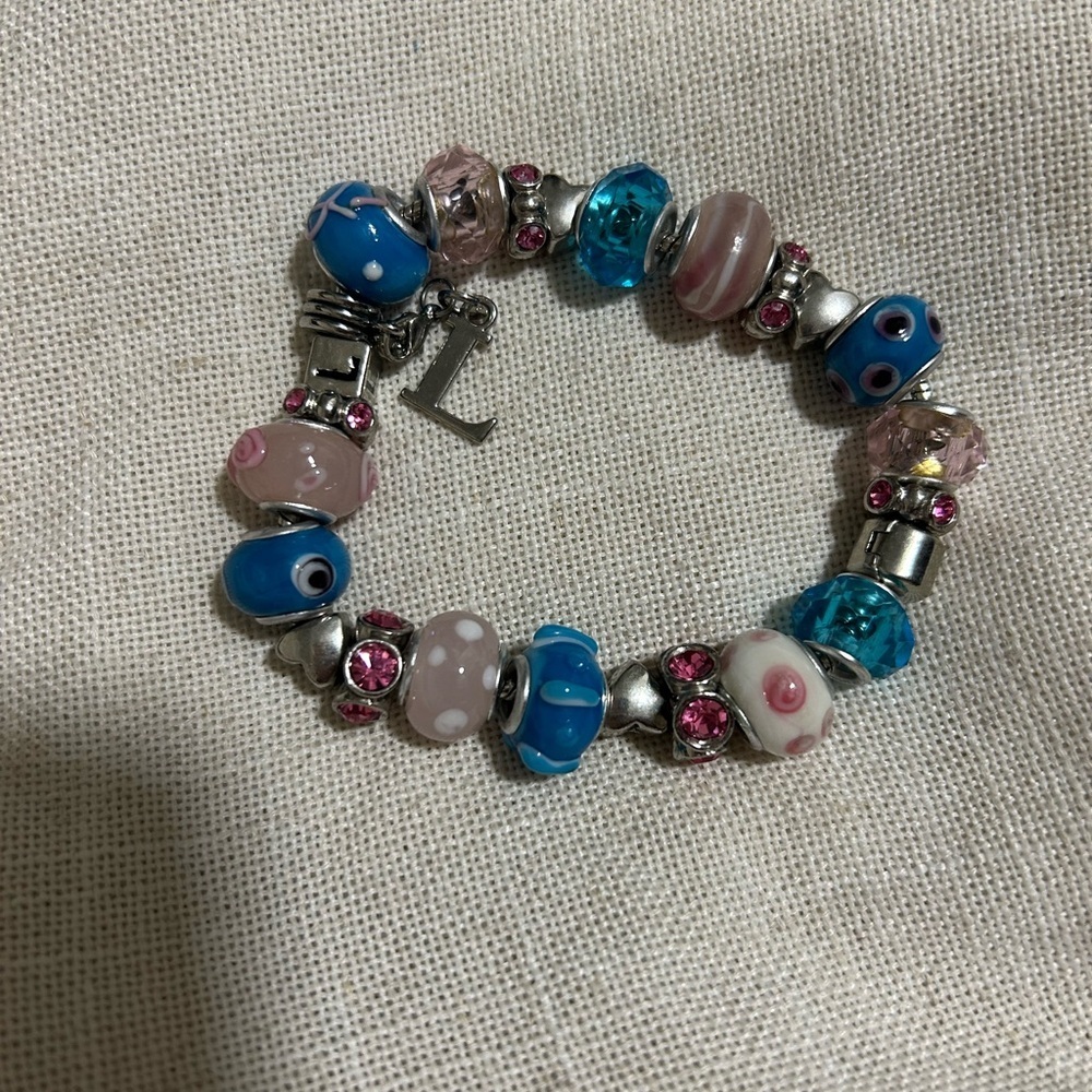 Charming Silver and Blue Beaded Bracelet